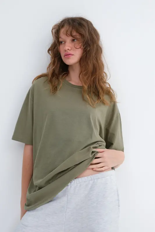 Bisiklet Yaka Basic T-shirt P10111-D7 - Defne - 4