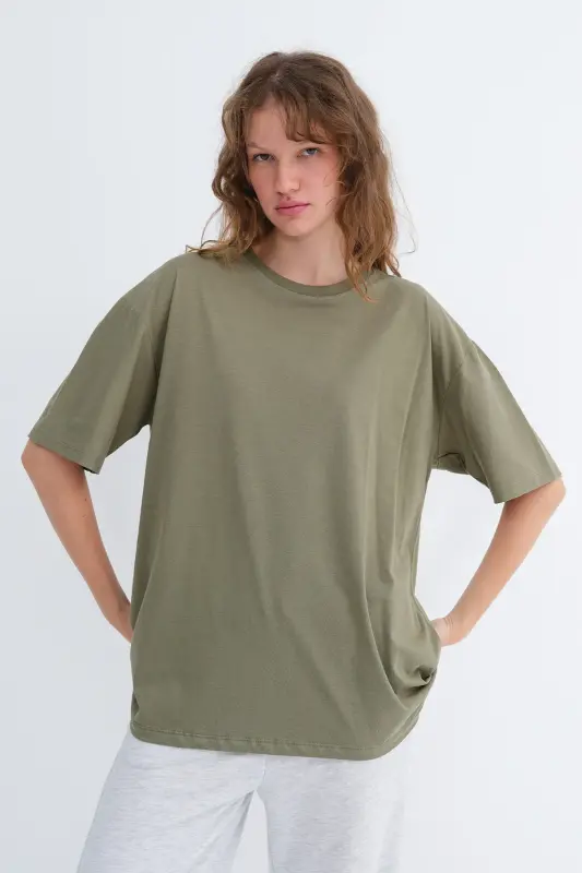 Bisiklet Yaka Basic T-shirt P10111-D7 - Defne - 5