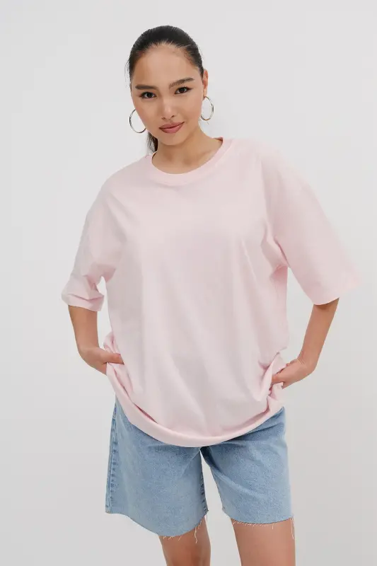 Bisiklet Yaka Basic T-shirt P10111-D7-Lotus - 3