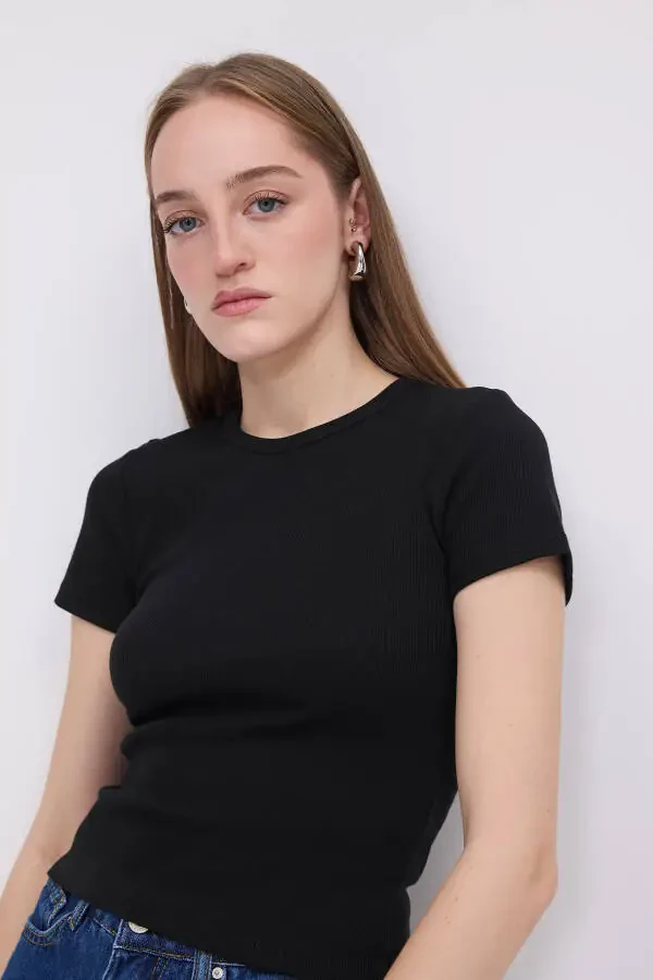 Bisiklet Yaka Basic T-shirt P13343-u6 - 2