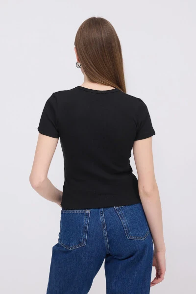 Bisiklet Yaka Basic T-shirt P13343-u6 - 5