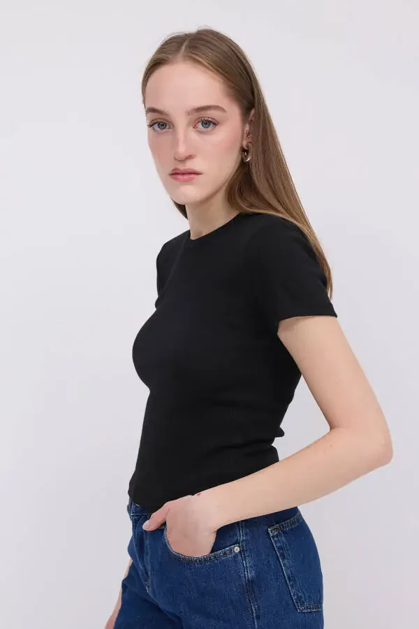 Bisiklet Yaka Basic T-shirt P13343-u6 - 6