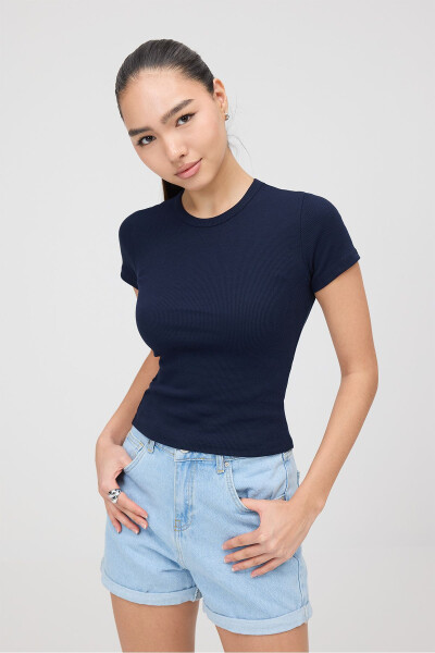 Bisiklet Yaka Basic T-shirt P13343-U6 - ADDAX (1)