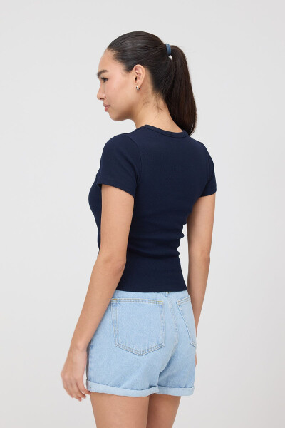 Bisiklet Yaka Basic T-shirt P13343-U6 - 5