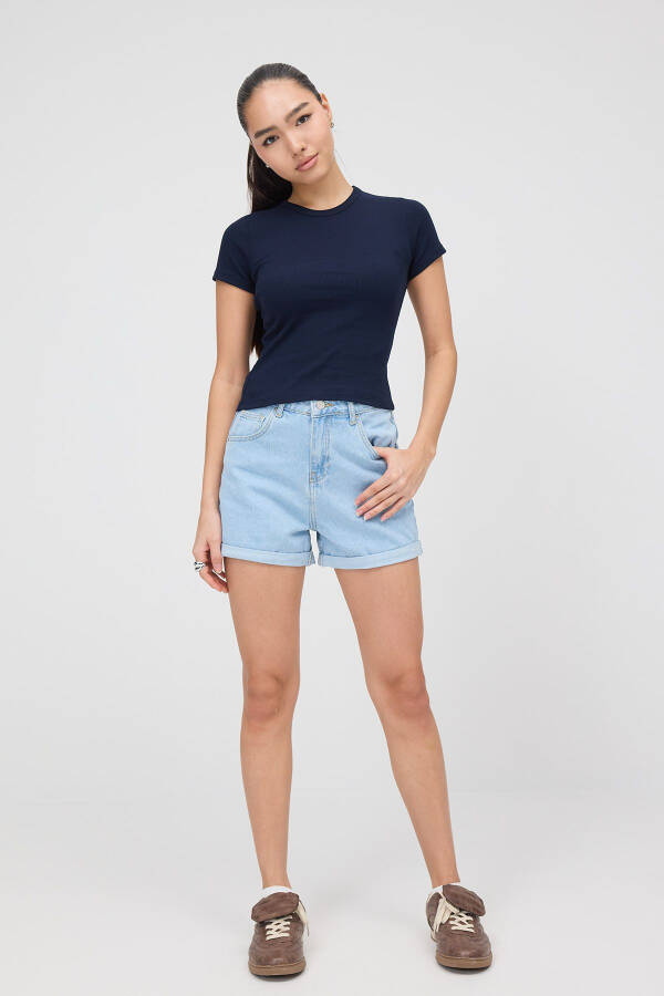 Bisiklet Yaka Basic T-shirt P13343-U6 - 1