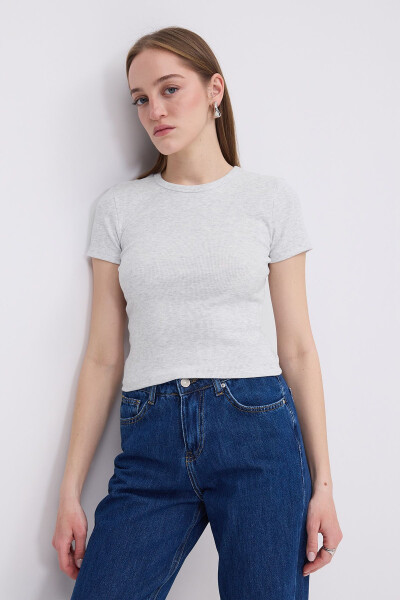 Bisiklet Yaka Basic T-shirt P13343-U6 - 4