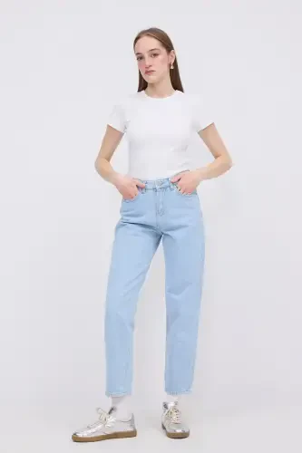 Bisiklet Yaka Basic T-shirt P13343-u6-Beyaz - 1