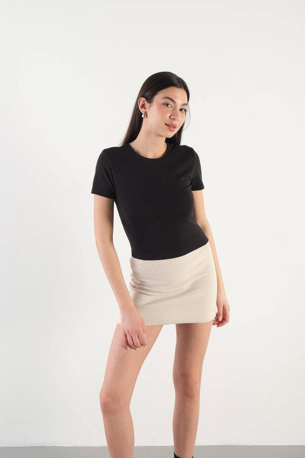 Bisiklet Yaka Basic T-shirt P15686-T8-Siyah - 4