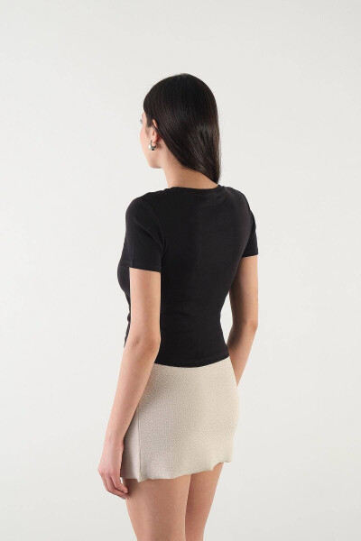 Bisiklet Yaka Basic T-shirt P15686-T8-Siyah - 5