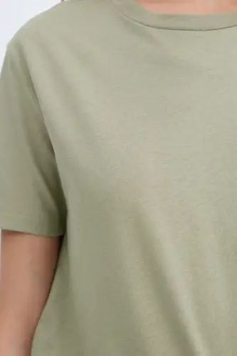 Bisiklet Yaka Basic T-shirt P4322-W5 - Haki - 3
