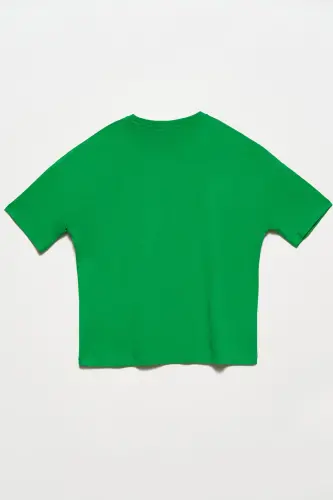 Bisiklet Yaka Basic T-shirt Yeşil-Yeşil - DILVIN (1)