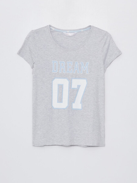 Mavi Bisiklet Yaka Baskılı Kısa Kollu Kadın Şortlu Pijama Takımı-Mavi - 7