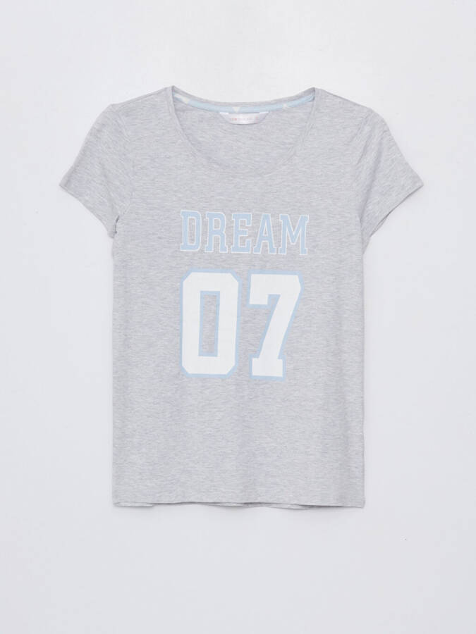 Mavi Bisiklet Yaka Baskılı Kısa Kollu Kadın Şortlu Pijama Takımı-Mavi - 7