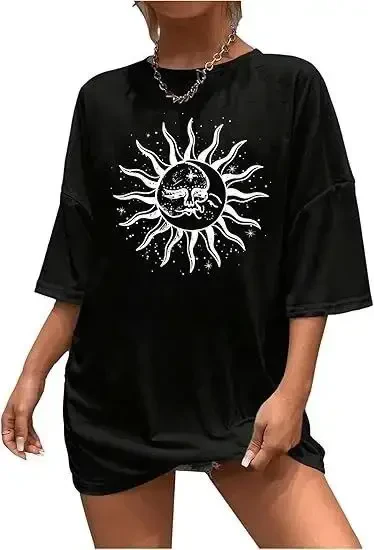 Bisiklet Yaka Baskılı T-shirt - Siyah - 3