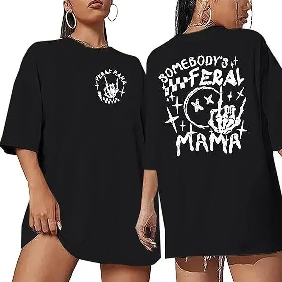 Bisiklet Yaka Baskılı T-shirt - Siyah - 3