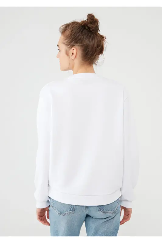 Bisiklet Yaka Beyaz Sweatshirt 8816126-620 - Beyaz-620 - 4