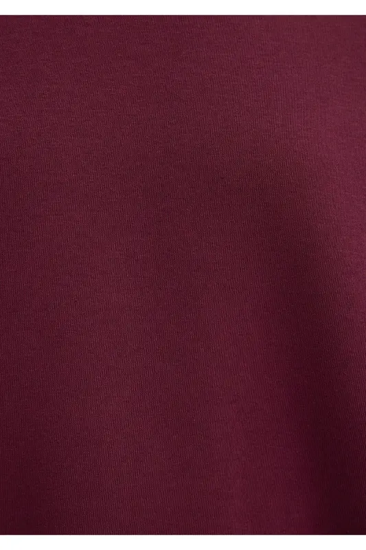 Bisiklet Yaka Bordo Basic Sweatshirt 1610198-70415-Bordo - 8