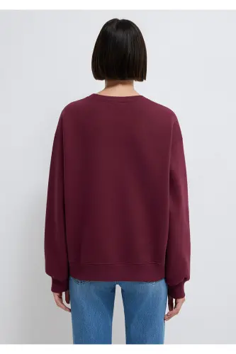 Bisiklet Yaka Bordo Basic Sweatshirt 1610198-70415 - Bordo - 5