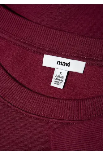 Bisiklet Yaka Bordo Basic Sweatshirt 1610198-70415 - Bordo - 8