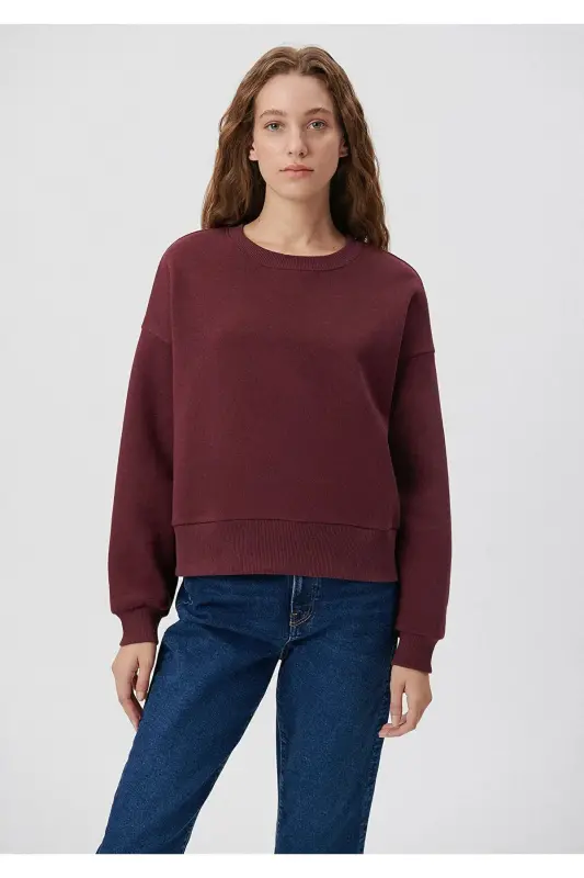 Bisiklet Yaka Bordo Sweatshirt 8816126-71880-Bordo - 2