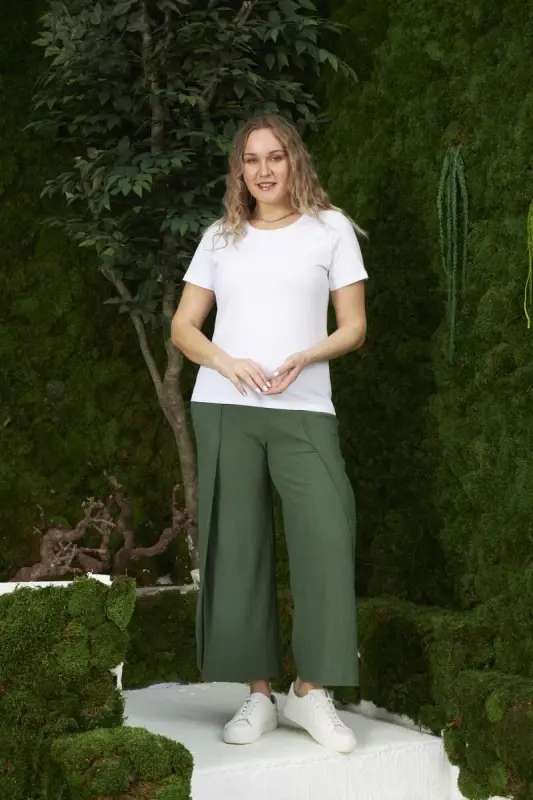 Bisiklet Yaka Büyük Beden Beyaz Tişört - 5