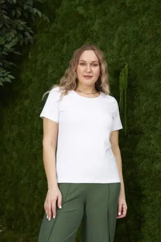 Crew Neck Plus Size White T-Shirt - 1