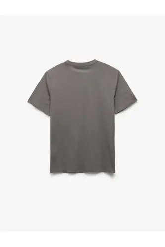 Bisiklet Yaka Cepli Regular Fit Pamuklu Kısa Kollu Erkek Basic Tişört - Gri - KOTON (1)