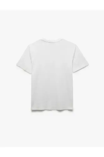 Bisiklet Yaka Cepli Regular Fit Pamuklu Kısa Kollu Erkek Basic Tişört-Beyaz - KOTON (1)