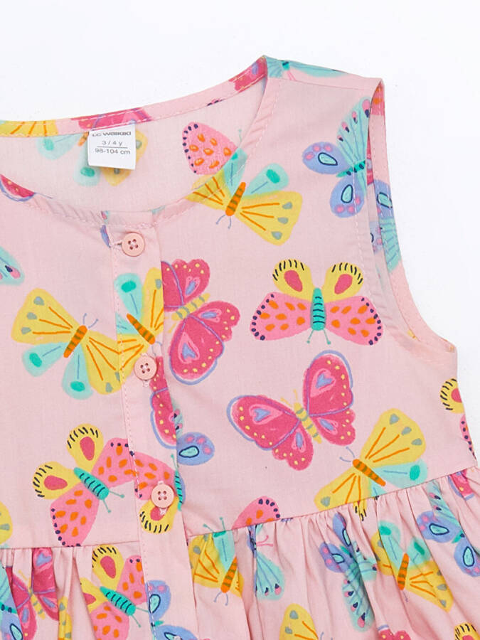 Bisiklet Yaka Chuchukli Poplin Qiz Bola Ko'ylak - Pushti - 2