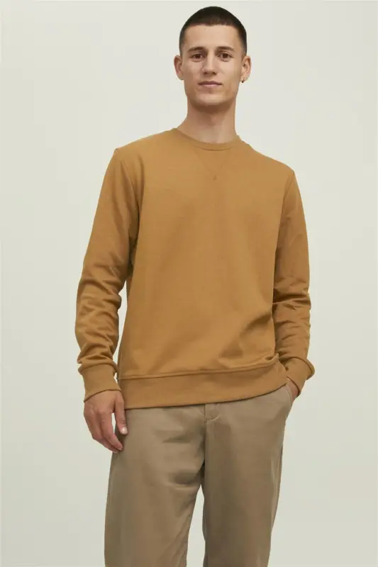 Bisiklet Yaka Düz Renk Sweatshirt-Rubber - 1
