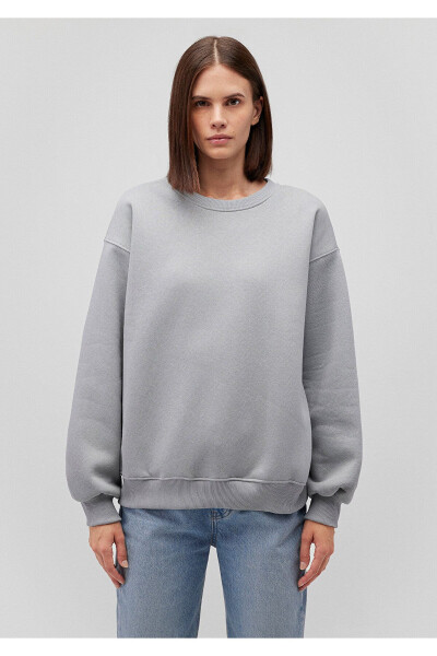 Bisiklet Yaka Gri Basic Sweatshirt 1610198-70093 - 21