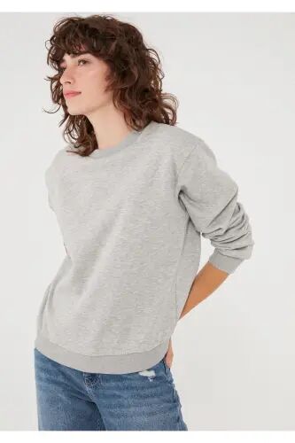 Bisiklet Yaka Gri Sweatshirt 8816126-34686 - Gri-34686 - Mavi (1)