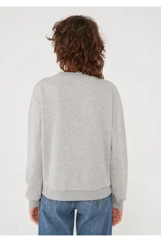 Bisiklet Yaka Gri Sweatshirt 8816126-34686 - Gri-34686 - 4