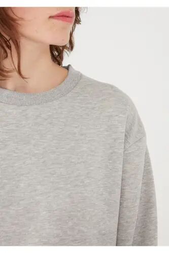 Bisiklet Yaka Gri Sweatshirt 8816126-34686 - Gri-34686 - 5