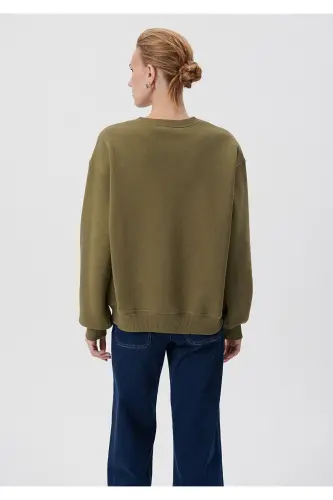 Bisiklet Yaka Haki Basic Sweatshirt 1610198-71547-Yeşil - 4