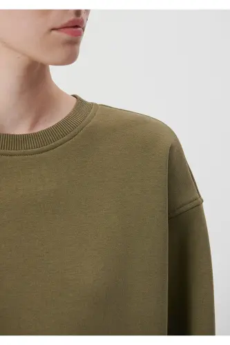 Bisiklet Yaka Haki Basic Sweatshirt 1610198-71547-Yeşil - 6
