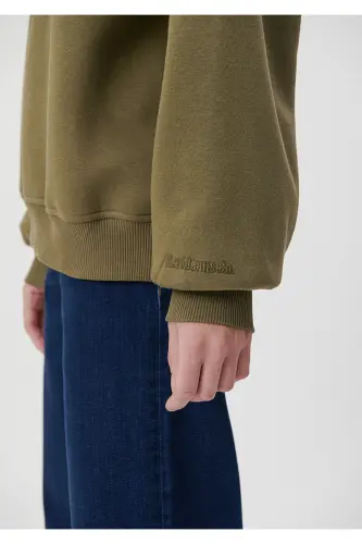 Bisiklet Yaka Haki Basic Sweatshirt 1610198-71547-Yeşil - 5