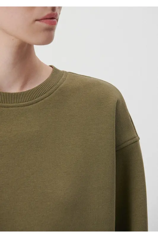 Bisiklet Yaka Haki Basic Sweatshirt 1610198-71547-Yeşil - 6