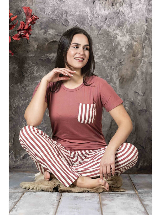 Bisiklet Yaka Kadın Pijama Takımı - 4