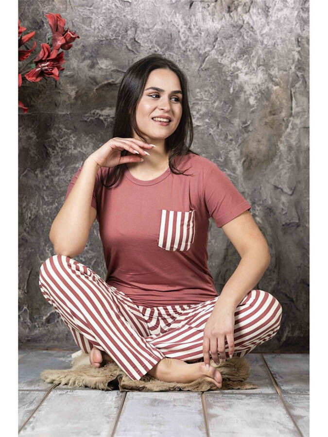 Bisiklet Yaka Kadın Pijama Takımı - 1