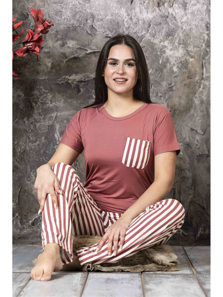 Bisiklet Yaka Kadın Pijama Takımı - 3