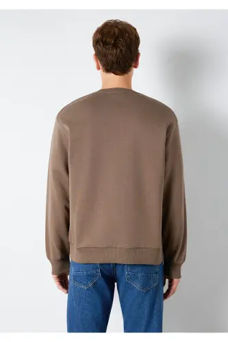 Bisiklet Yaka Kahverengi Basic Sweatshirt 0S10276-87875 - Kahverengi - 6