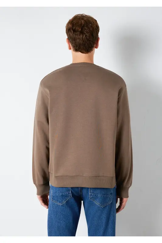 Bisiklet Yaka Kahverengi Basic Sweatshirt 0S10276-87875 - Kahverengi - 6