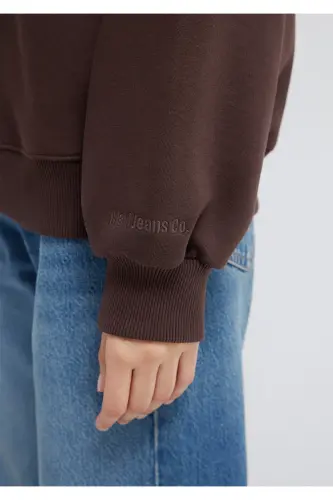 Bisiklet Yaka Kahverengi Sweatshirt 1610198-70240-Kahverengi - 7