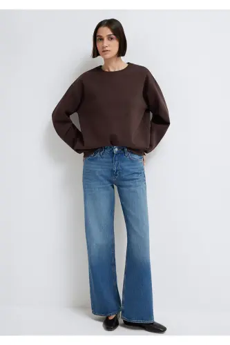 Bisiklet Yaka Kahverengi Sweatshirt 1610198-70240 - Kahverengi - MAVI (1)