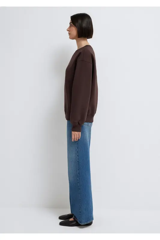 Bisiklet Yaka Kahverengi Sweatshirt 1610198-70240 - Kahverengi - 4