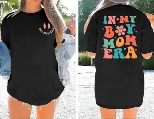 Bisiklet Yaka Kısa Kol Baskılı T-shirt - Siyah - 1