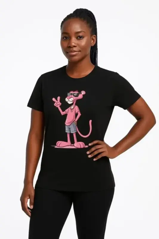 Bisiklet Yaka Kısa Kollu Baskılı T-shirt - Siyah - BÜYÜKBEDENIZ