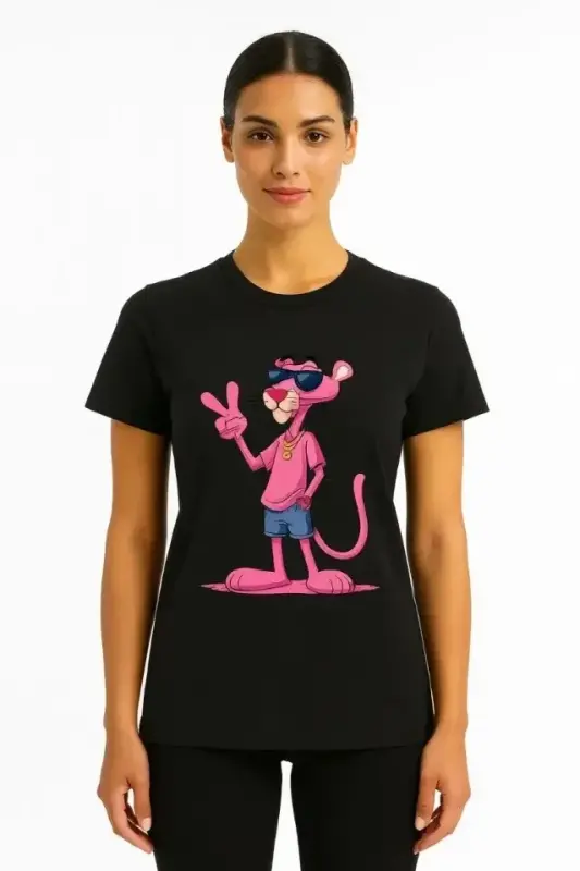 Bisiklet Yaka Kısa Kollu Baskılı T-shirt - Siyah - 2