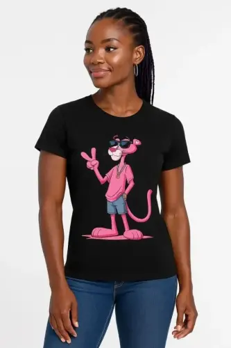 Bisiklet Yaka Kısa Kollu Baskılı T-shirt - Siyah - 3